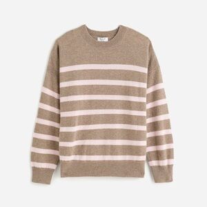 Madewell Cashmere Taupe and Light Pink Striped Sweater